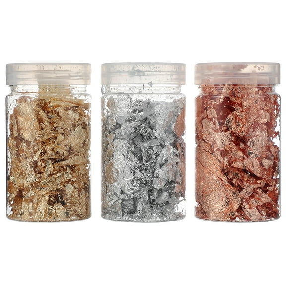 Raindrops 3 Jars Gold Flakes Gold Foil Nail Stickers 10X5.2cm