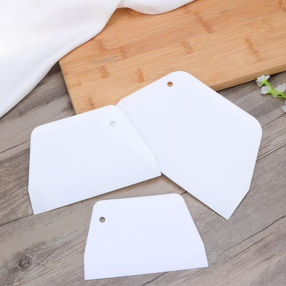 Raindrops  3 PCS Baking Scraper Set Frosting Cake Spatula Decoration White