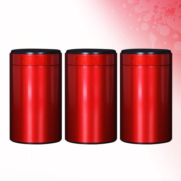 Raindrops 3-Piece Steel Canister Set for Kitchen Storage - Red Coffee, Flour, and Travel Containers for Home Organization