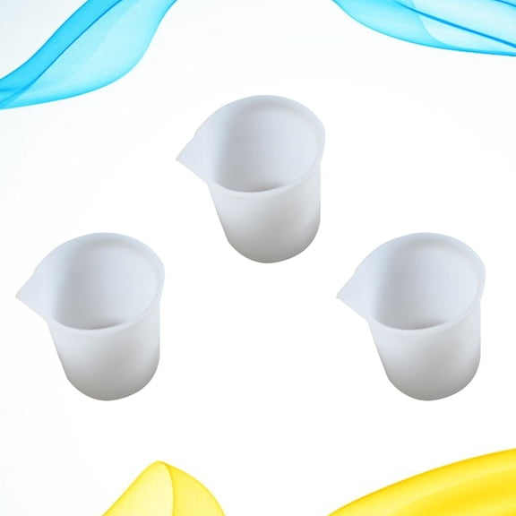 Raindrops  3 PCS Silicone Measuring Cups Clear Graduated Beakers White