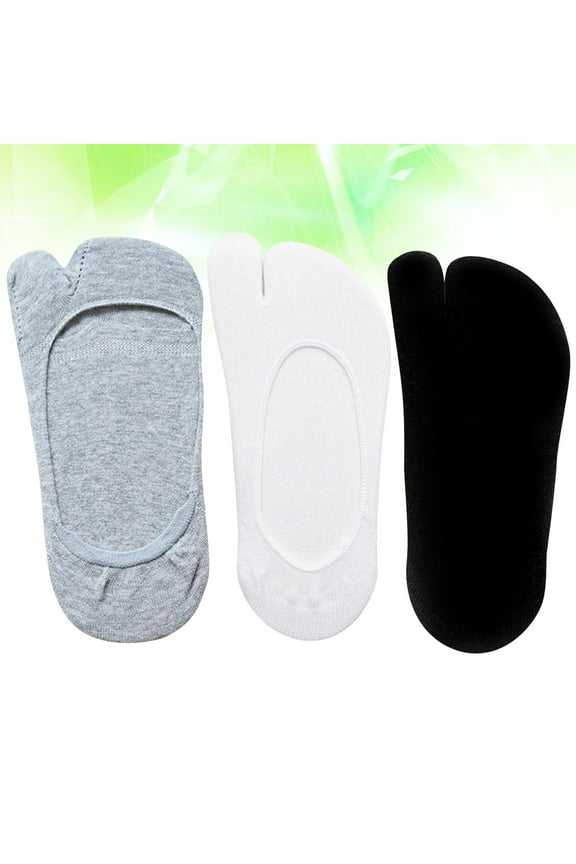 Non-slip Sock 3 Pairs Cotton Big Toe Separated Design for Women Summer Wear