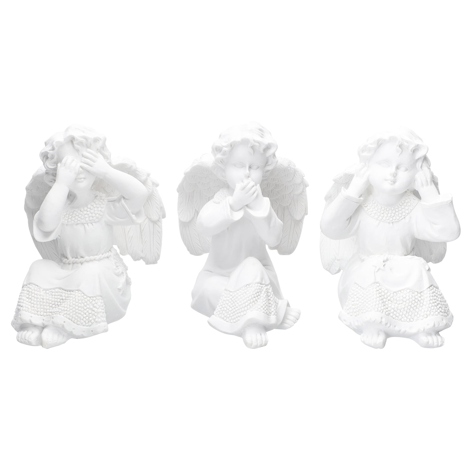 Raindrops 3-Piece Angel Sculpture Set, Gypsum Figurines for Living Room ...