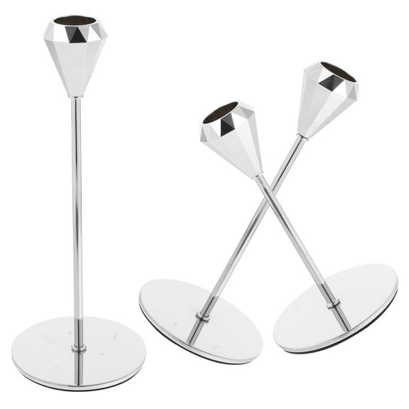 Raindrops Elegant Silver Iron Candle Holders for Decorative Table Centerpiece and Romantic Ambiance 3 Sizes