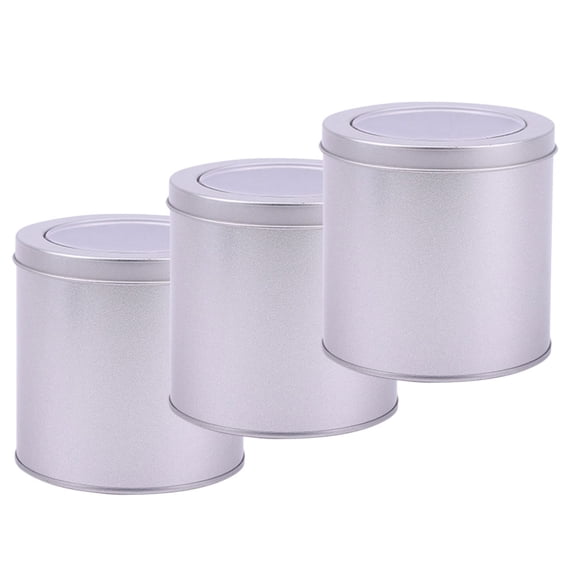 Raindrops Metal Circular Cans For Tea Round Metal Tins Storage Canister Silver Tinplate 3Pcs
