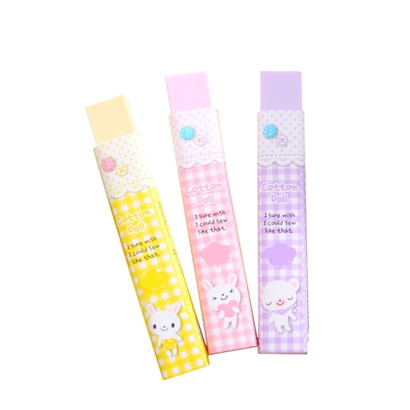 Raindrops 3 Pcs Colorful Cartoon Eraser Pencil Erasers