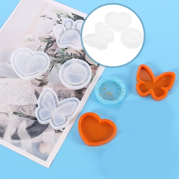 FOMIYES Creative Crystal Epoxy Mold, White Silicone, DIY Pendant Making, Durable and Safe, 3Pcs