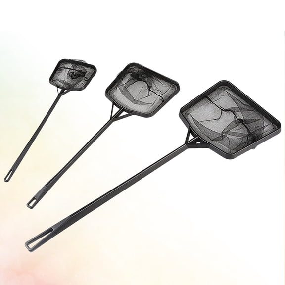 Raindrops 3Pcs Portable Fishing Net Black Tear Resistant Nylon Mesh with Comfortable Long Handle