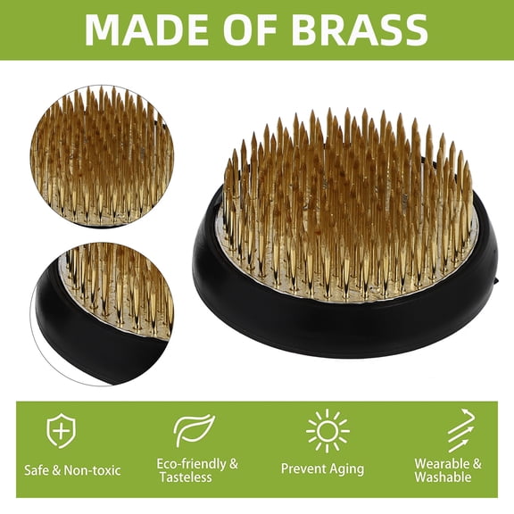 Kitandove Flower Arrangement Needle Holder Golden 3Pcs 1.3X1.3X0.7In