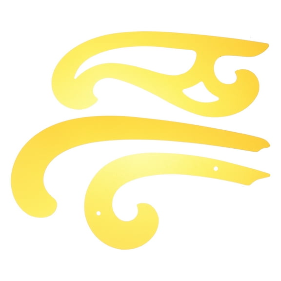 Raindrops French Curve Rulers 3 Pcs for Fashion Patternmaking and Curved Drawing Tools Yellow