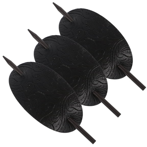 Raindrops 3 Pcs Leather Hair Pin Barrette with Stick for Women Slide Pour Women's Miss Black