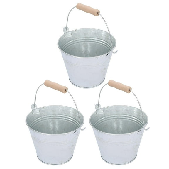 USHOBE Coal Holder Storage Bucket Silver Iron 3Pcs 5.7X4.5In