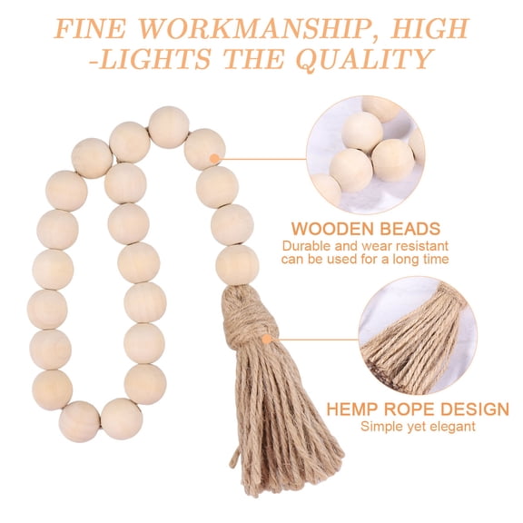 Raindrops 3 Pcs Home Decor Rustic Wooden Bead Tassel Decoration
