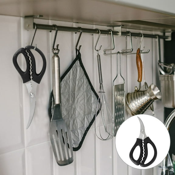 Raindrops  3 Pcs Kitchen Shears Multifunctional Bone Scissors Seafood Black