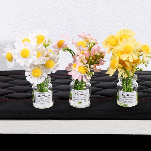 Raindrops 3 Pcs Miniature Flower Vase Car Dashboard Ornaments Floral Car Decorations Cute Car Accessories For Women Car Interior