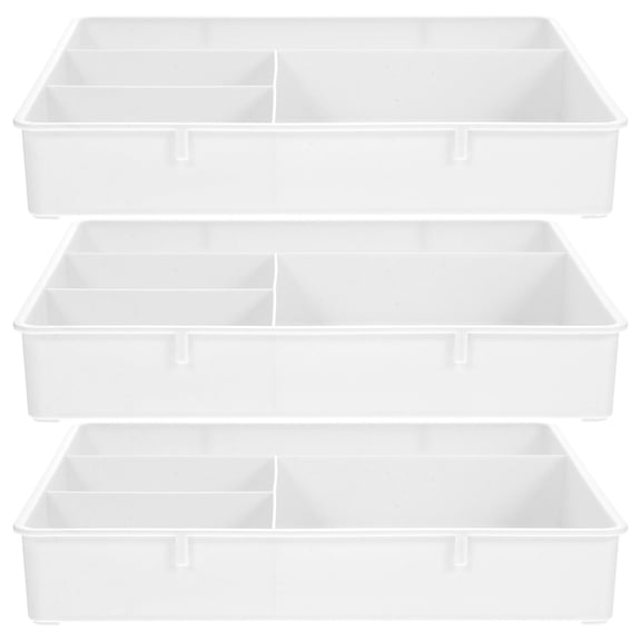 Raindrops 3 Pcs Organizers Silverware Divided Storage Tray 20.00X15.50X3.20CM White