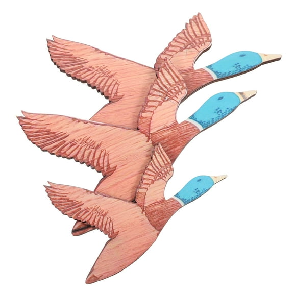 Raindrops Wall Decoration Duck Shape Wooden Multi Homeowners Living Room 3Pcs 9.4X5.9X0.2In