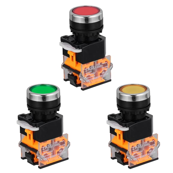 Raindrops 3 Pcs Assorted Color Plastic Momentary Push Button Switch for Circuit Easy Install 1.0 Inch