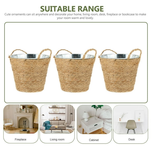 Raindrops 3-Piece Portable Tin Flower Pot Planter Set, Outdoor Galvanized Rustic Garden Decor