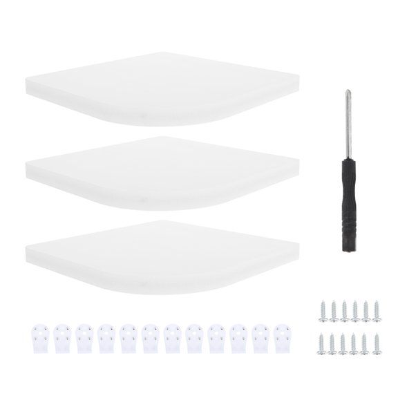 SHOWERORO 3Pcs Floating Corner Shelves White Wooden Wall Mounted Shelves for Home Storage and Decor