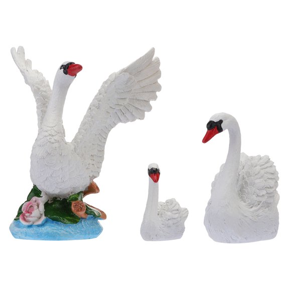 Raindrops  3 Pcs Swan Ornaments Exquisite Micro Landscape Decoration