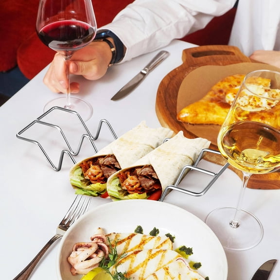 Raindrops 3 Pcs Taco Serving Tray Stainless Steel Taco Holder For Oven Compact Taco Frying Rack For Kitchen Taco Shell Holder For Tortillas