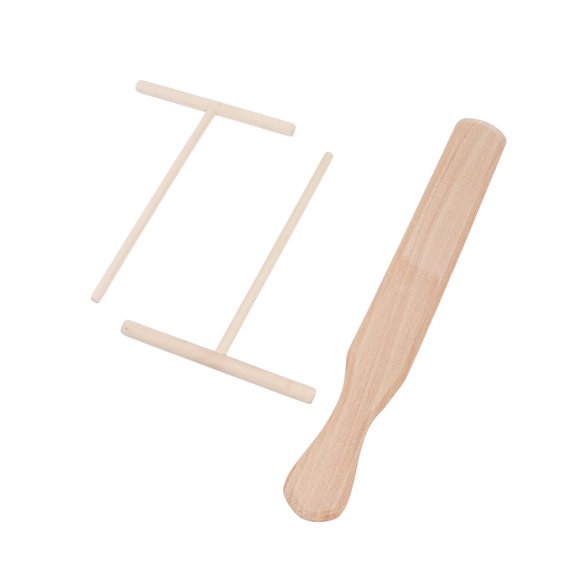 Raindrops 3 Pcs Wood Flat Spatula Light Yellow for Breakfast Making and Cooking