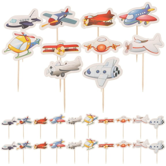 Raindrops 3 Pieces Kids Airplane Toy Birthday Cake Insert Attractive Decoration