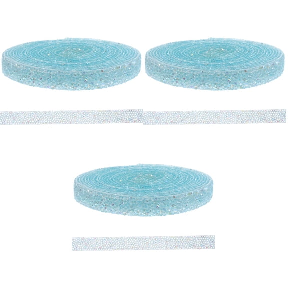 Raindrops 3 Rolls Clothes Rhinestone Strip Tape Ribbons Duct Sky-blue