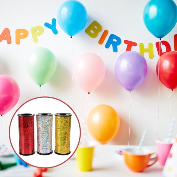 Raindrops 3 Rolls Golden Silver Red Curling Ribbon for Balloon Decoration 118x0.2in