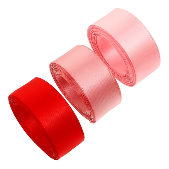 Raindrops Pattern Ribbon 3 Rolls Red Decorative Ribbon for Hair Bows, Holiday Crafts, Wrapping and Family