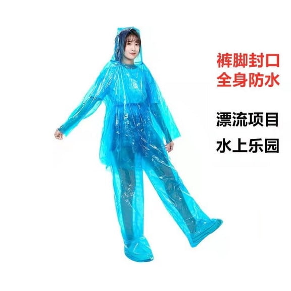 Raindrops Sky Disposable Rain Poncho with Hood, Lightweight Plastic for Outdoor and Travel