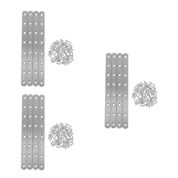 Raindrops 3 Sets  Flat Mending Plate With Screws Stainless Steel Straight Brackets For Repairing Fixing Wood Furniture Floating Shelves Brackets