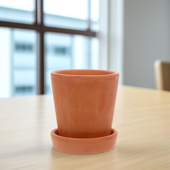 Raindrops 3 Sets Multiple Plant Pots Painted Red Pottery Flower Stable Decorative