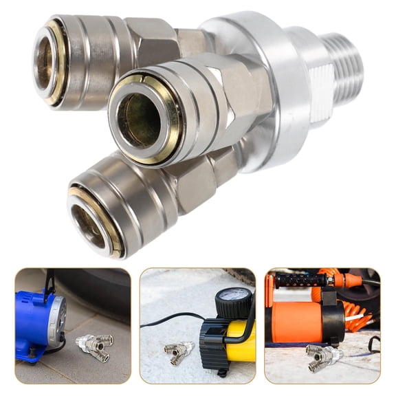 Raindrops 3 Way Air Manifold Splitter Coupler Quick Connect Fitting for Air Compressor Hose Pneumatic Use