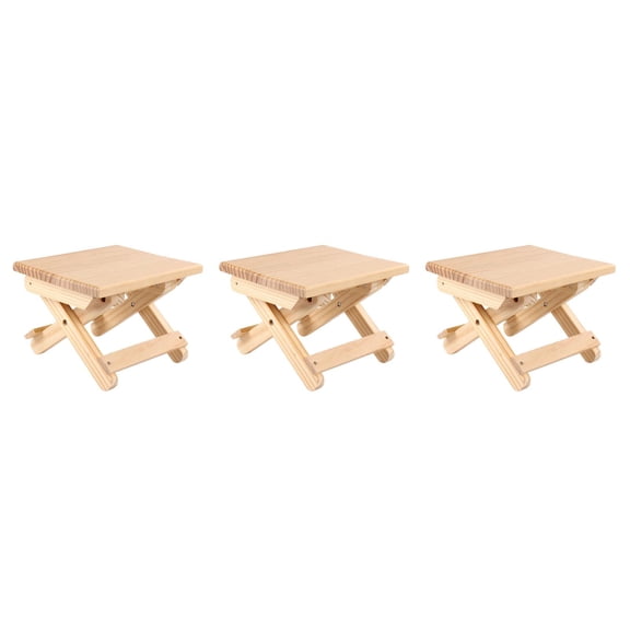 Raindrops 3 pcs  Wooden Foldable Taboret Wooden Folding Stool Outdoor Fishing Chair Small Stool for Outdoor and Indoor Use (Light Yellow)