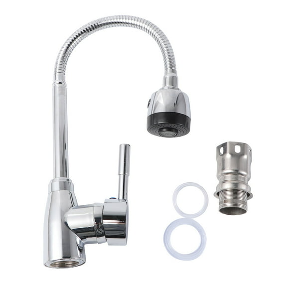 Silver Zinc Alloy Kitchen Faucet with 360 Degree Rotation and Pull-Out Sprayer for Easy Use 3 Way