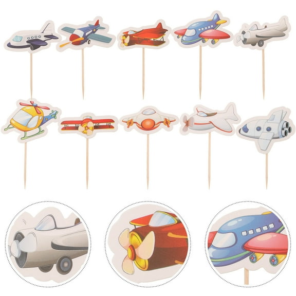Raindrops 30 Pcs Airplane for Kids Toy Insert Farm Birthday Party Cake Topper Happy