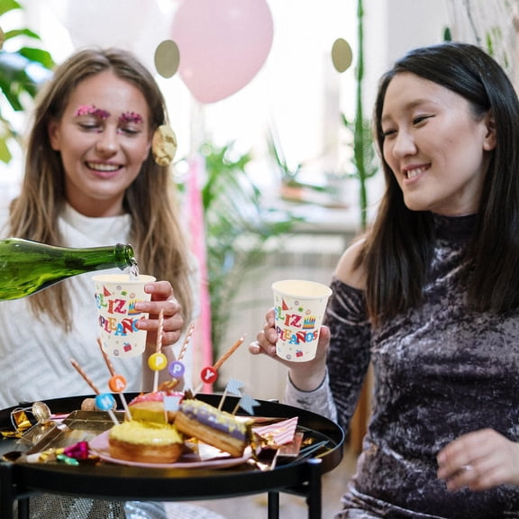 Raindrops Assorted Color Paper Tableware Set for Birthday Parties Durable and Convenient