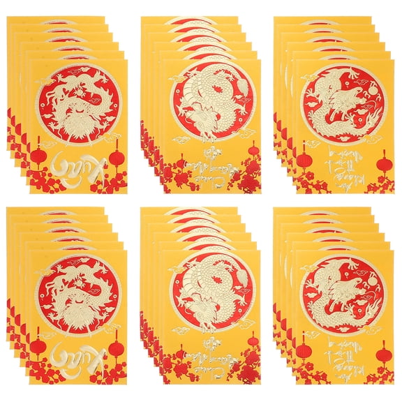 CRILSTYLEO 30Pcs Traditional Red Envelopes for 2024 Spring Festival with Festive Printed Blessings