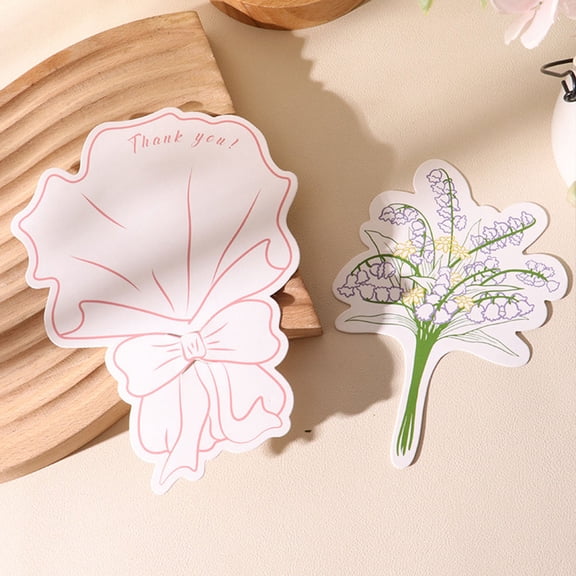 Raindrops 30 Pcs Thank You Paper Cards with Delicate Flower Bouquet Design for Party Using Assorted Color