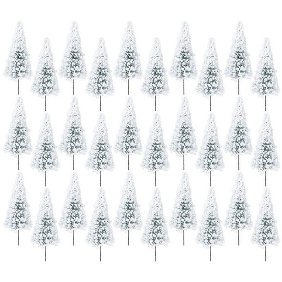 Raindrops 30 Pcs Toy Sandbox Model Tree Model Cedar Trees 10X4CM White