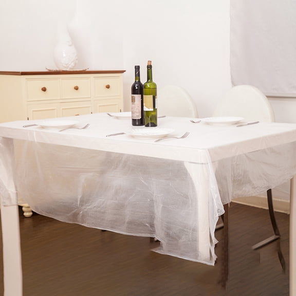 Raindrops White PE Banquet Tablecloths 30 Sheets Disposable Party Table Covers