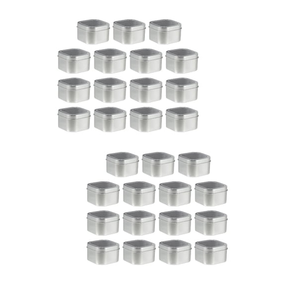 Raindrops 30 pcs Square Metal Tins with Window Lids 8-Ounce Storage Tin Container for Candle Making