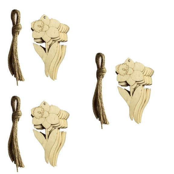 Raindrops 30 pcs Unfinished Wooden Morning Glory Flower Embellishments Wood Craft Hanging Decor Embellishments