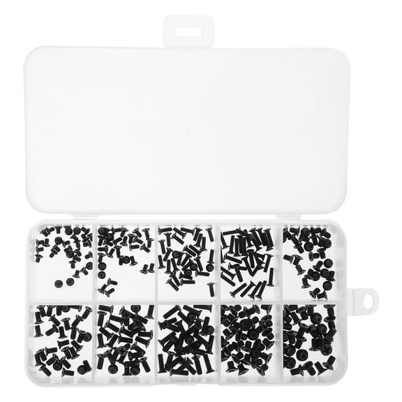 Raindrops 300 Pcs Black Carbon Steel Flat Head Machine Screw Kit for Homeowners and Engineers