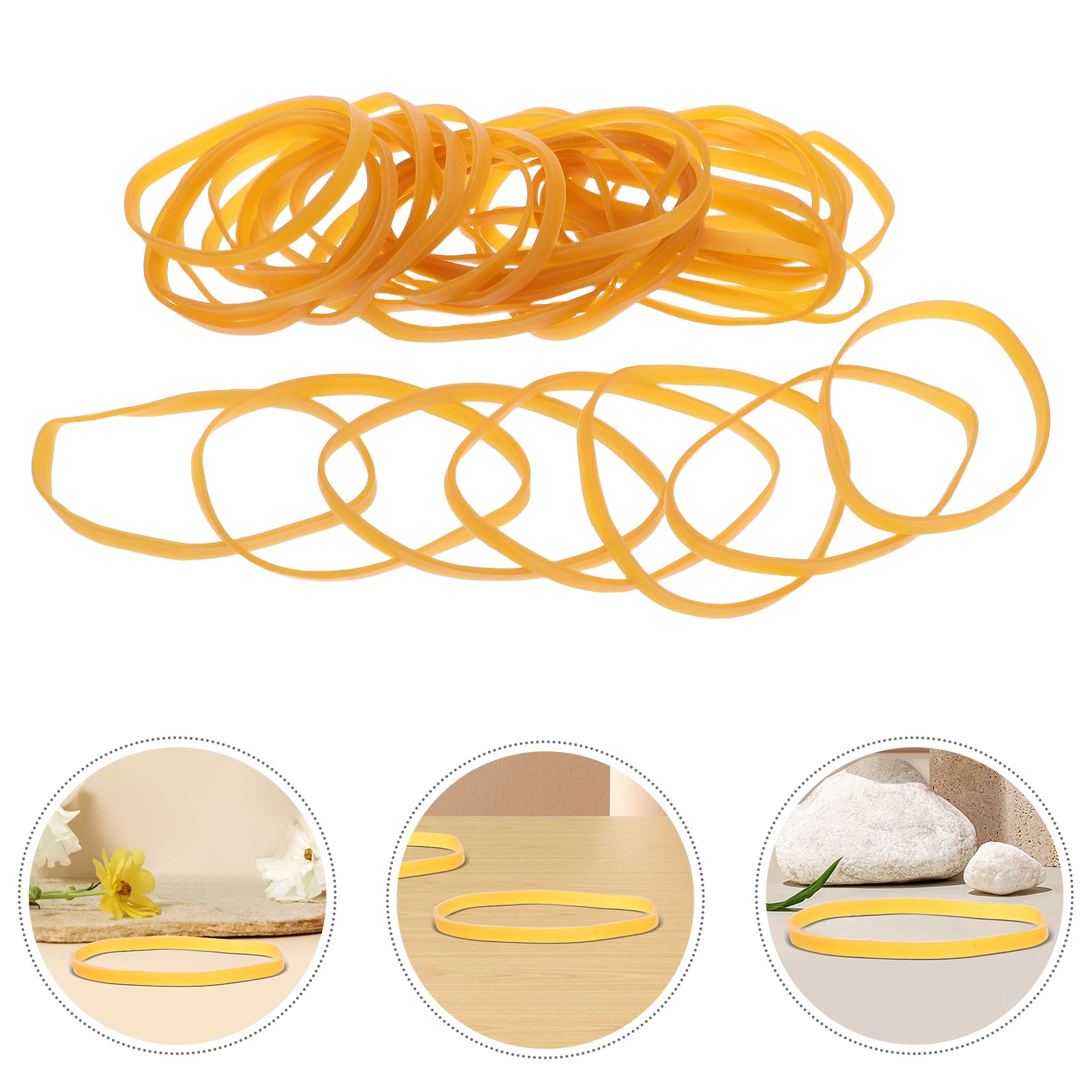Raindrops 300 Pieces Yellow Rubber Bands, Thick Wide High Elasticity Bands for Office File and Folder Binding