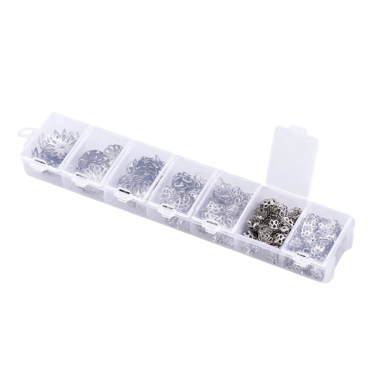 Raindrops 300pcs Flower Bead Caps Jewelry Findings Accessories for Bracelet Necklace Jewelry Making (White K)