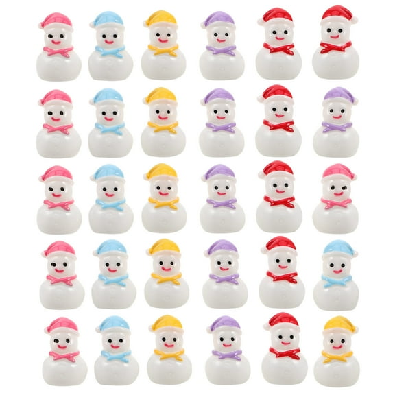 Raindrops 30-Piece Resin Snowman Figurines Set for Christmas Tree Ornaments and Holiday Seasonal Decorations