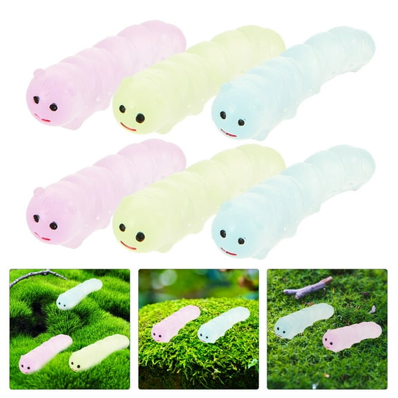 Raindrops 30Pcs Mini Worm Figurines Glow In The Dark Worm Statues Worm Bonsai Decorations