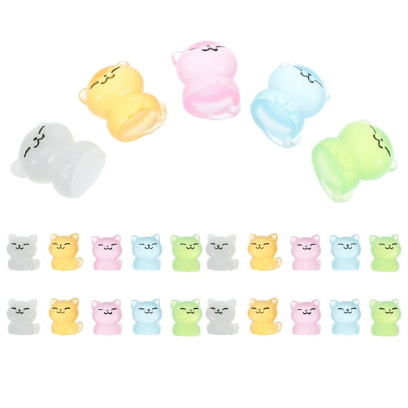 Raindrops 30Pcs Miniature Cat Figurines Glow in Dark Cute Small Cat Figures Tiny Resin Animals Cat